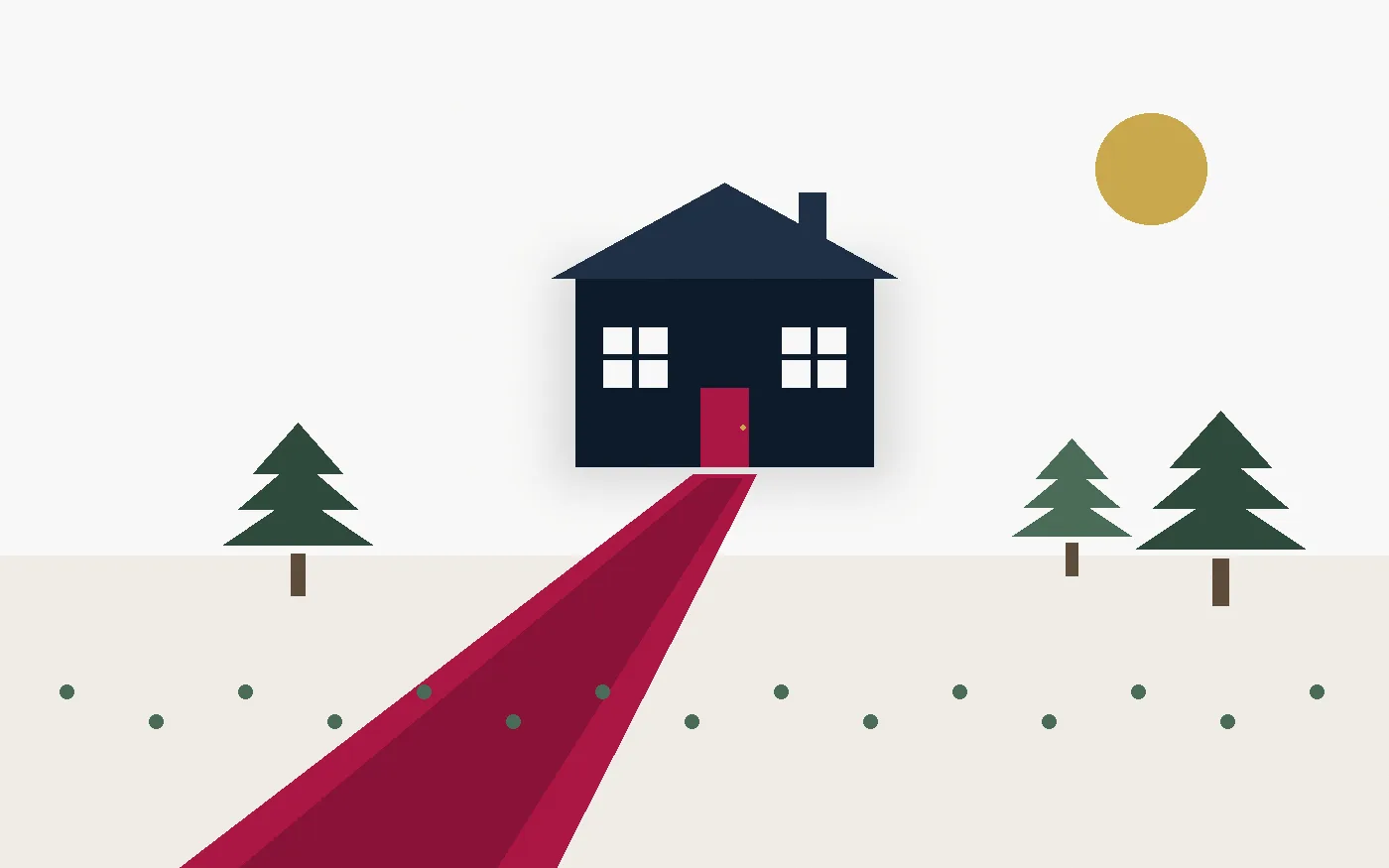 Illustration: a long driveway leading to a home (original illustration)