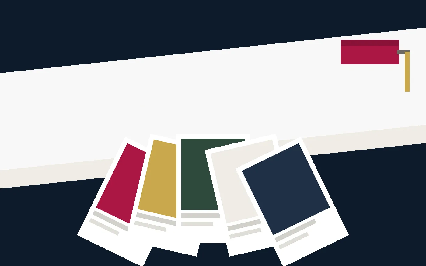 Illustration: fanned paint swatch cards and a roller (original illustration)